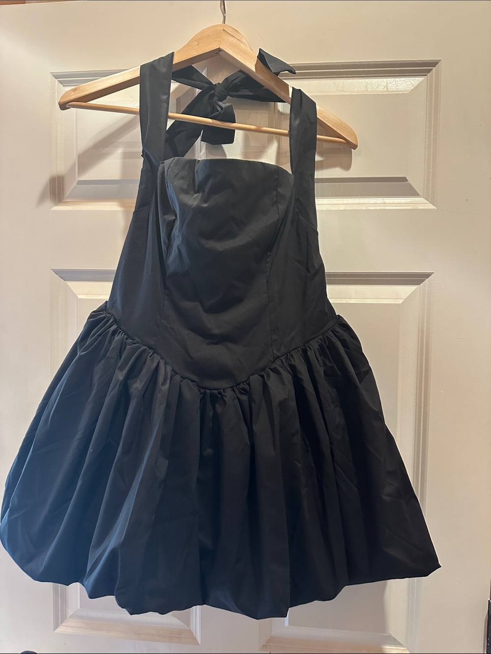 Black Halter Bubble Skirt Dress